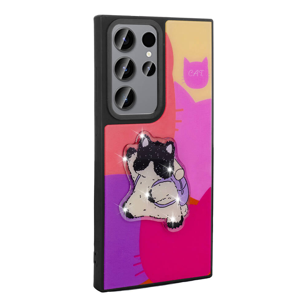 Galaxy S22 Ultra Kılıf Parlayan Kabartmalı İkonik Figürlü Zore Amas Silikon Kapak Beyaz