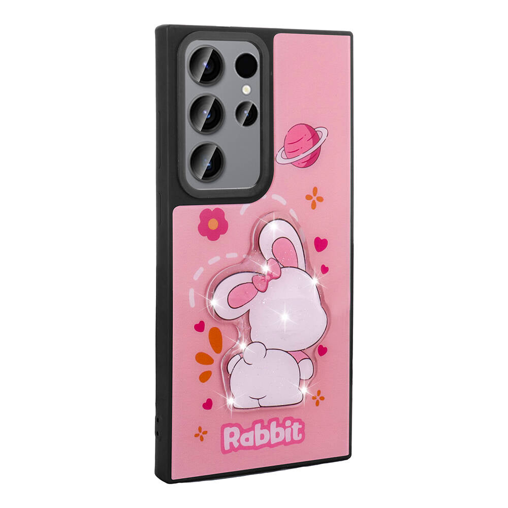 Galaxy S22 Ultra Kılıf Parlayan Kabartmalı İkonik Figürlü Zore Amas Silikon Kapak Beyaz