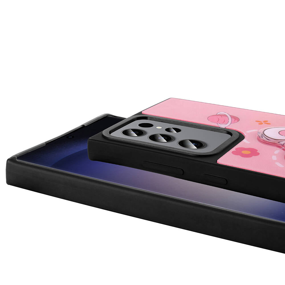 Galaxy S22 Ultra Kılıf Parlayan Kabartmalı İkonik Figürlü Zore Amas Silikon Kapak Siyah