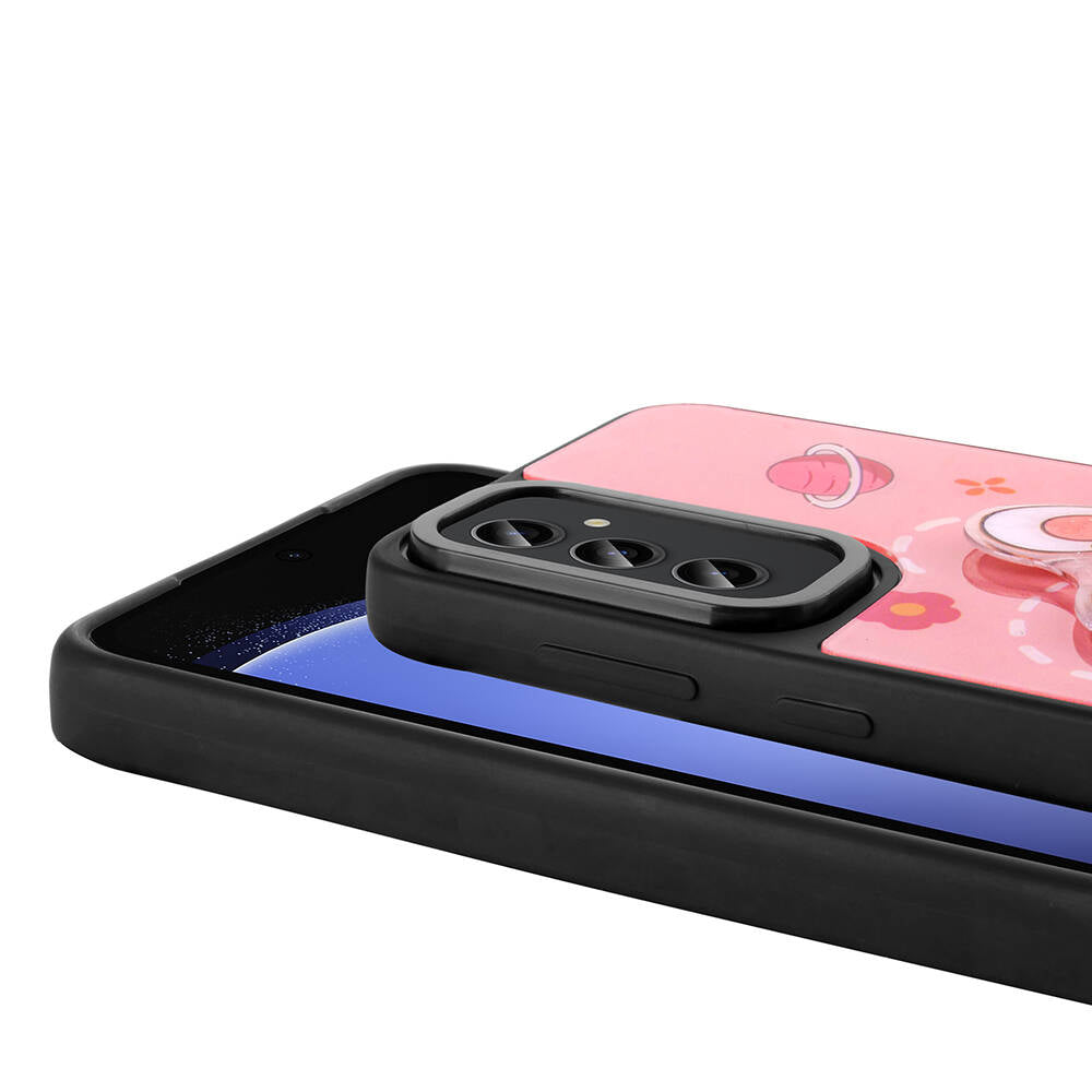 Galaxy S23 FE Kılıf Parlayan Kabartmalı İkonik Figürlü Zore Amas Silikon Kapak Siyah