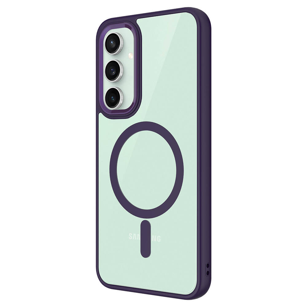 Galaxy S23 FE Kılıf Wireless Şarj Özellikli Zore Krom M-safe Silikon Kapak Derin Mor