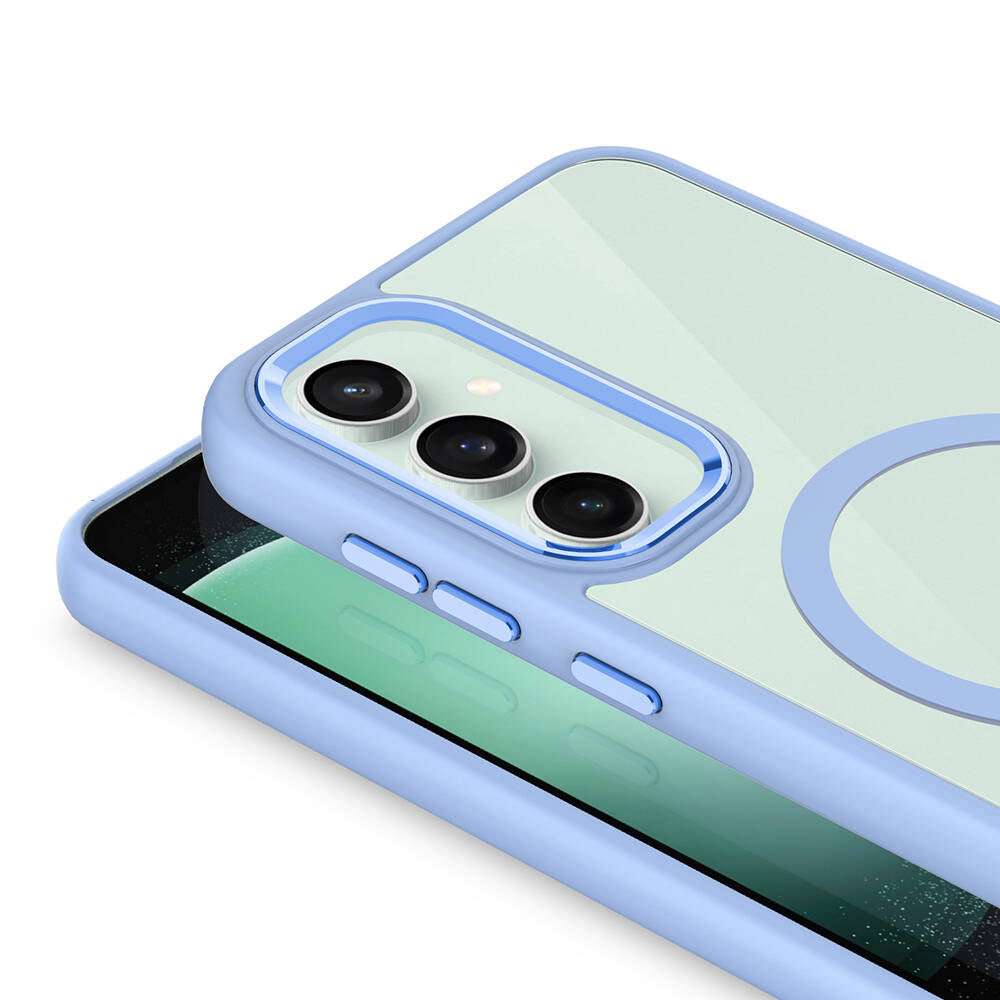 Galaxy S23 FE Kılıf Wireless Şarj Özellikli Zore Krom M-safe Silikon Kapak Lacivert