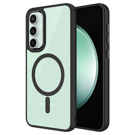 Galaxy S23 FE Kılıf Wireless Şarj Özellikli Zore Krom M-safe Silikon Kapak Siyah