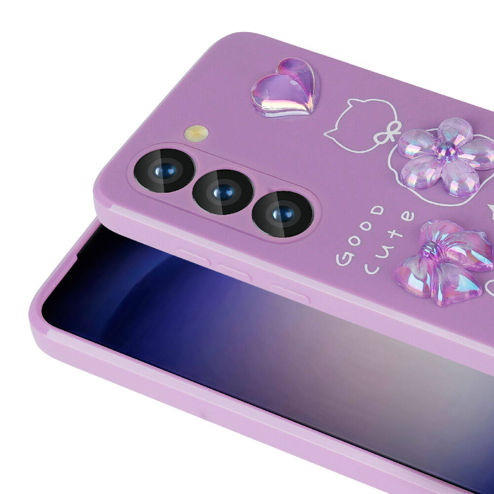 Galaxy S23 Kılıf Kabartma Figürlü Parlak Zore Toys Silikon Kapak Beyaz