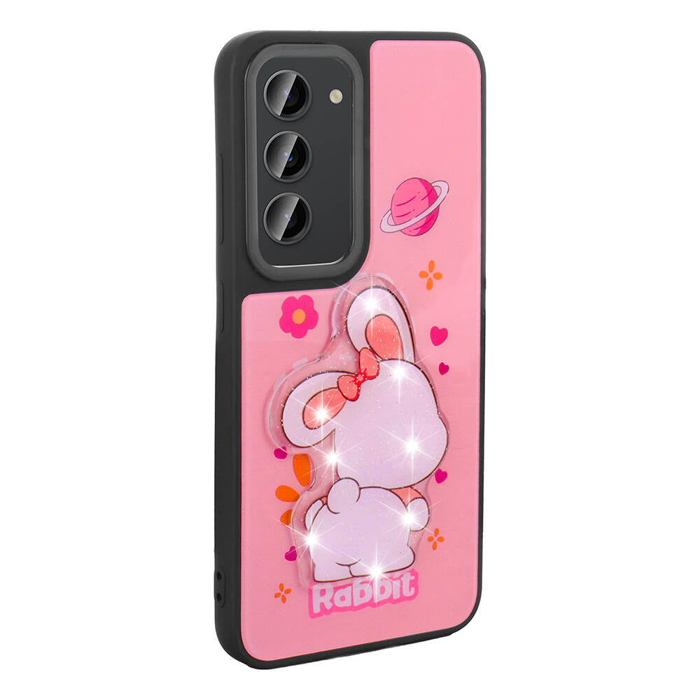 Galaxy S23 Kılıf Parlayan Kabartmalı İkonik Figürlü Zore Amas Silikon Kapak Beyaz