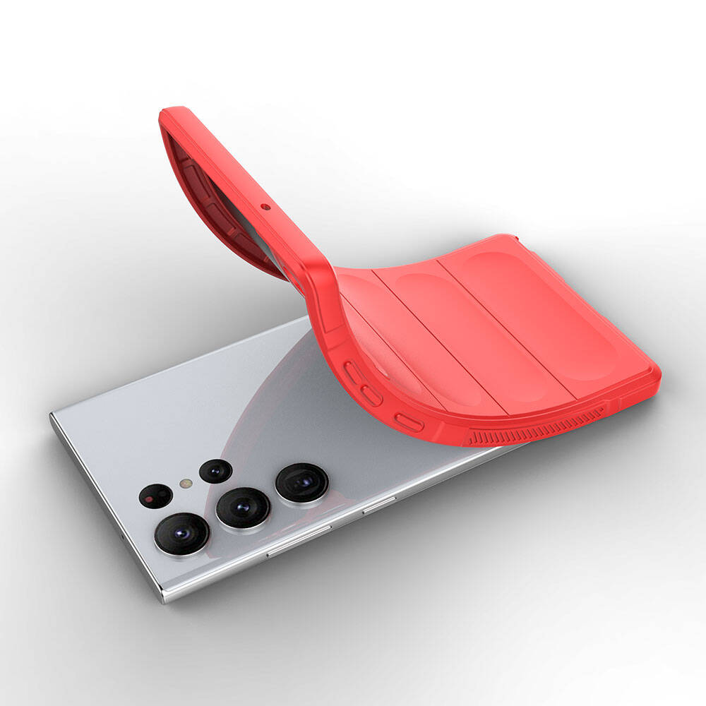 Galaxy S23 Ultra Kılıf Esnek TPU Oyuklu Arka Yüzey Tasarımlı Zore Etnik Silikon Kapak Kırmızı