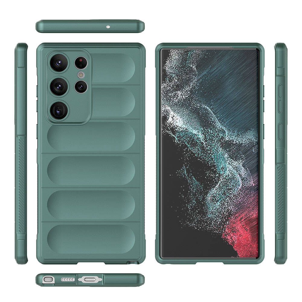 Galaxy S23 Ultra Kılıf Esnek TPU Oyuklu Arka Yüzey Tasarımlı Zore Etnik Silikon Kapak Kırmızı