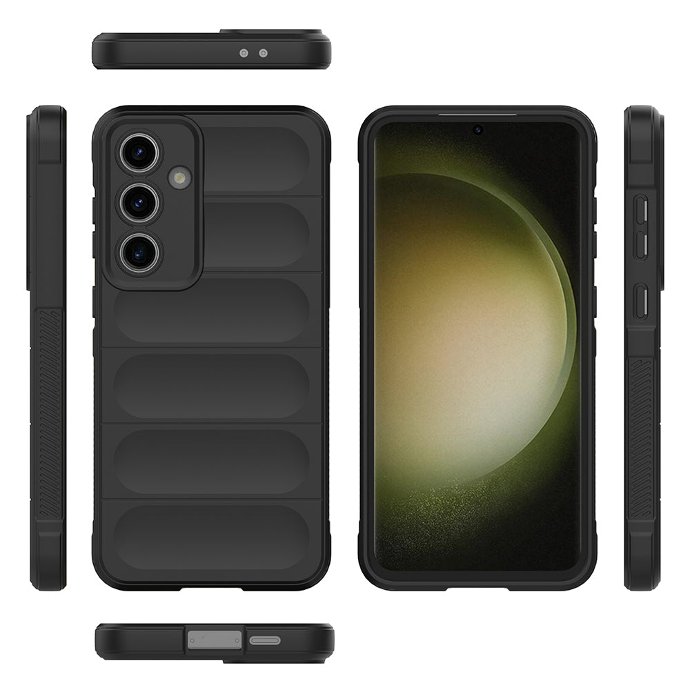 Galaxy S24 FE Kılıf Esnek TPU Oyuklu Arka Yüzey Tasarımlı Zore Etnik Silikon Kapak Koyu Yeşil