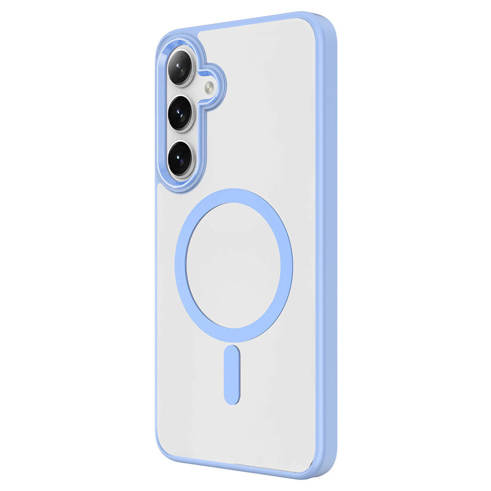 Galaxy S24 Kılıf M-safe Şarj Özellikli Zore Krom M-safe Silikon Kapak Gri