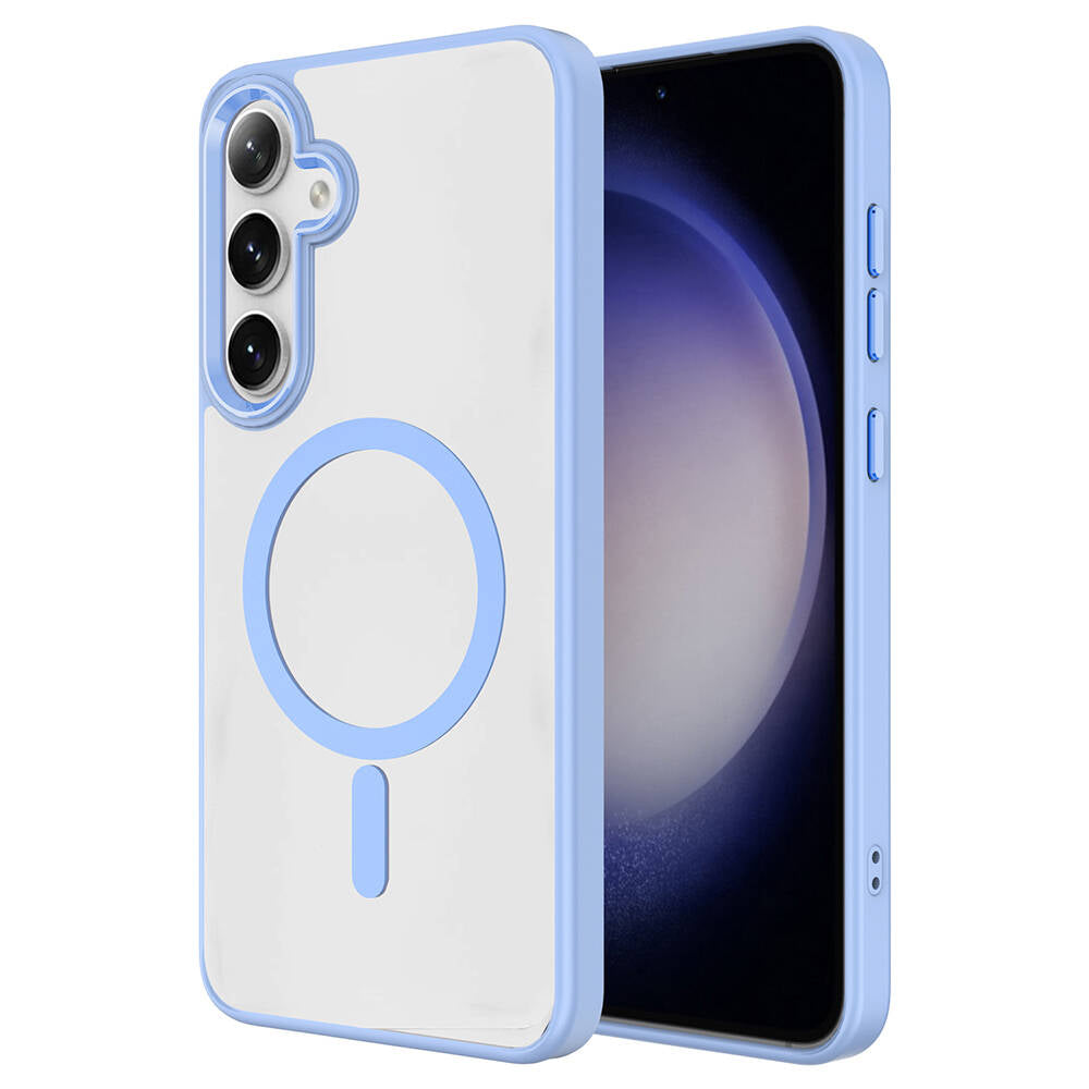 Galaxy S24 Plus Kılıf M-safe Şarj Özellikli Zore Krom M-safe Silikon Kapak Derin Mor