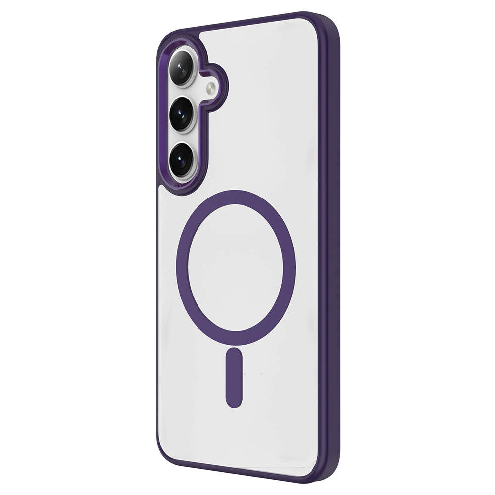 Galaxy S24 Plus Kılıf M-safe Şarj Özellikli Zore Krom M-safe Silikon Kapak Derin Mor