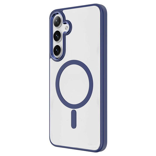 Galaxy S24 Plus Kılıf M-safe Şarj Özellikli Zore Krom M-safe Silikon Kapak Lacivert