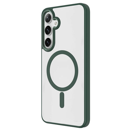 Galaxy S24 Plus Kılıf M-safe Şarj Özellikli Zore Krom M-safe Silikon Kapak Koyu Yeşil