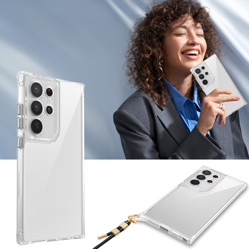 Galaxy S24 Ultra Kılıf Airbagli Takılabilir Askı Aparatlı Zore Snap Silikon Kapak Şeffaf