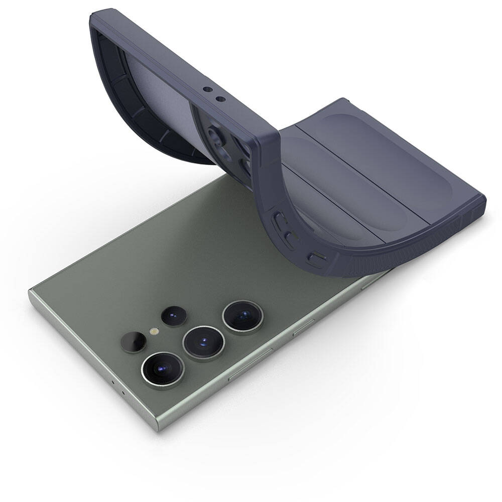 Galaxy S24 Ultra Kılıf Esnek TPU Oyuklu Arka Yüzey Tasarımlı Zore Etnik Silikon Kapak Lacivert