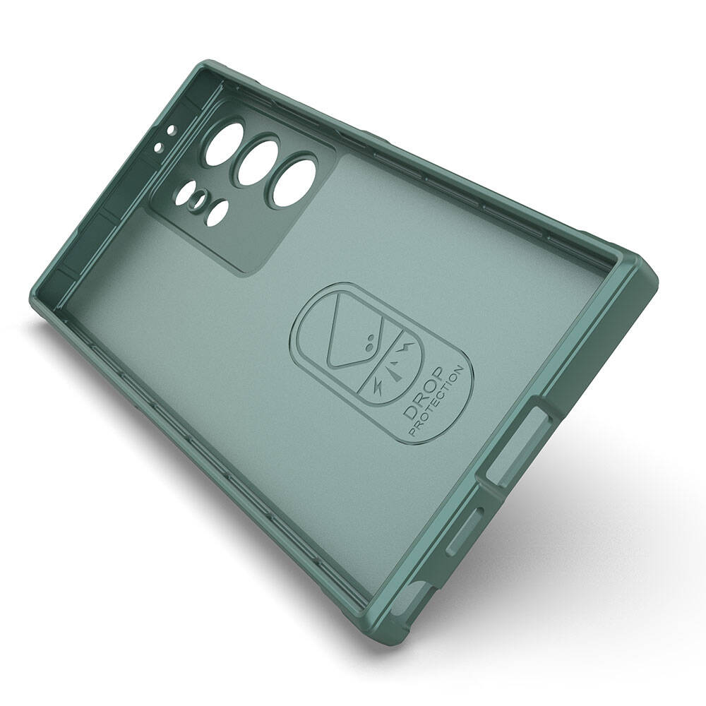 Galaxy S24 Ultra Kılıf Esnek TPU Oyuklu Arka Yüzey Tasarımlı Zore Etnik Silikon Kapak Koyu Yeşil