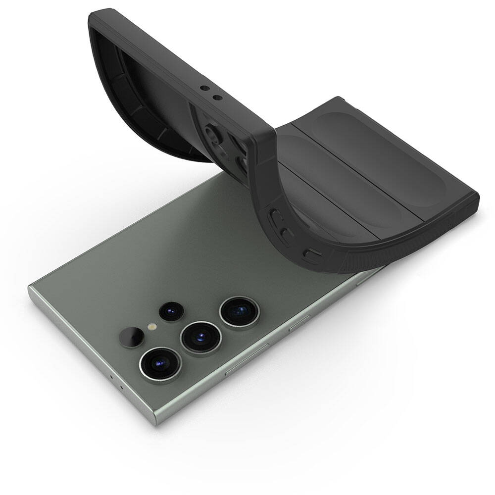 Galaxy S24 Ultra Kılıf Esnek TPU Oyuklu Arka Yüzey Tasarımlı Zore Etnik Silikon Kapak Koyu Yeşil