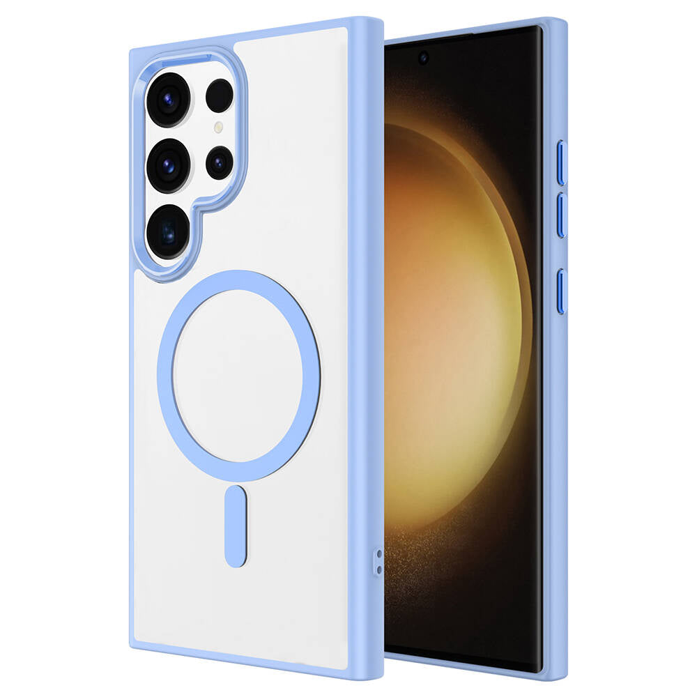 Galaxy S24 Ultra Kılıf M-safe Şarj Özellikli Zore Krom M-safe Silikon Kapak Pembe