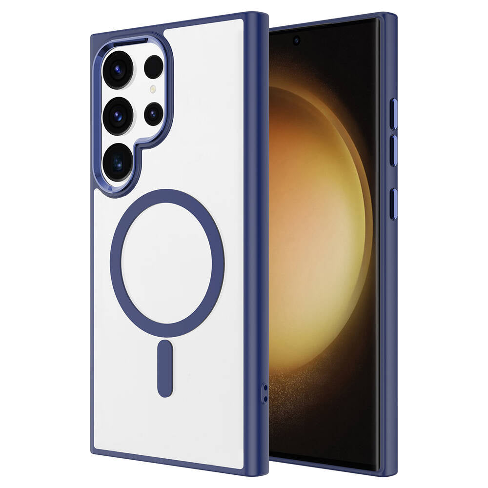 Galaxy S24 Ultra Kılıf M-safe Şarj Özellikli Zore Krom M-safe Silikon Kapak Gri