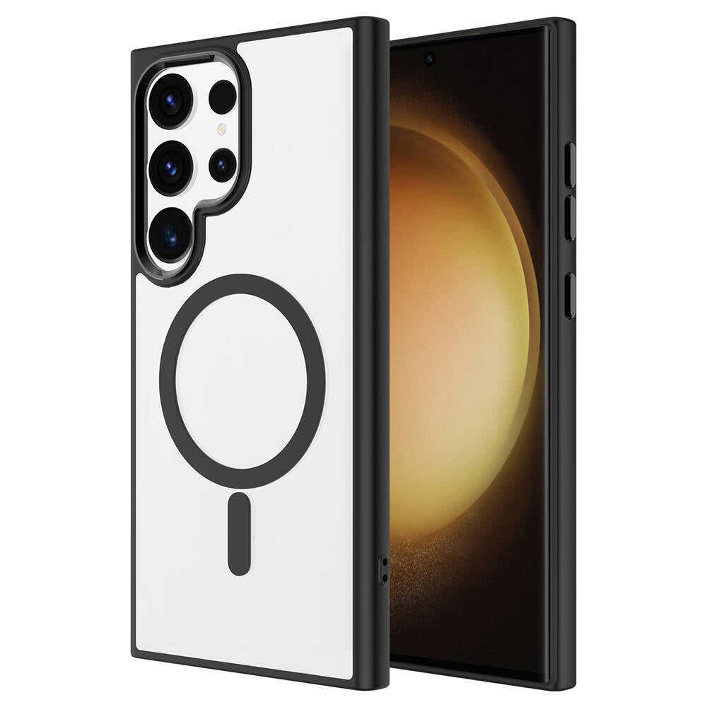 Galaxy S24 Ultra Kılıf M-safe Şarj Özellikli Zore Krom M-safe Silikon Kapak Derin Mor