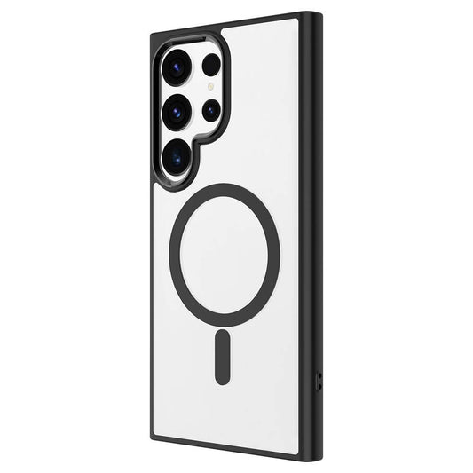 Galaxy S24 Ultra Kılıf M-safe Şarj Özellikli Zore Krom M-safe Silikon Kapak Siyah