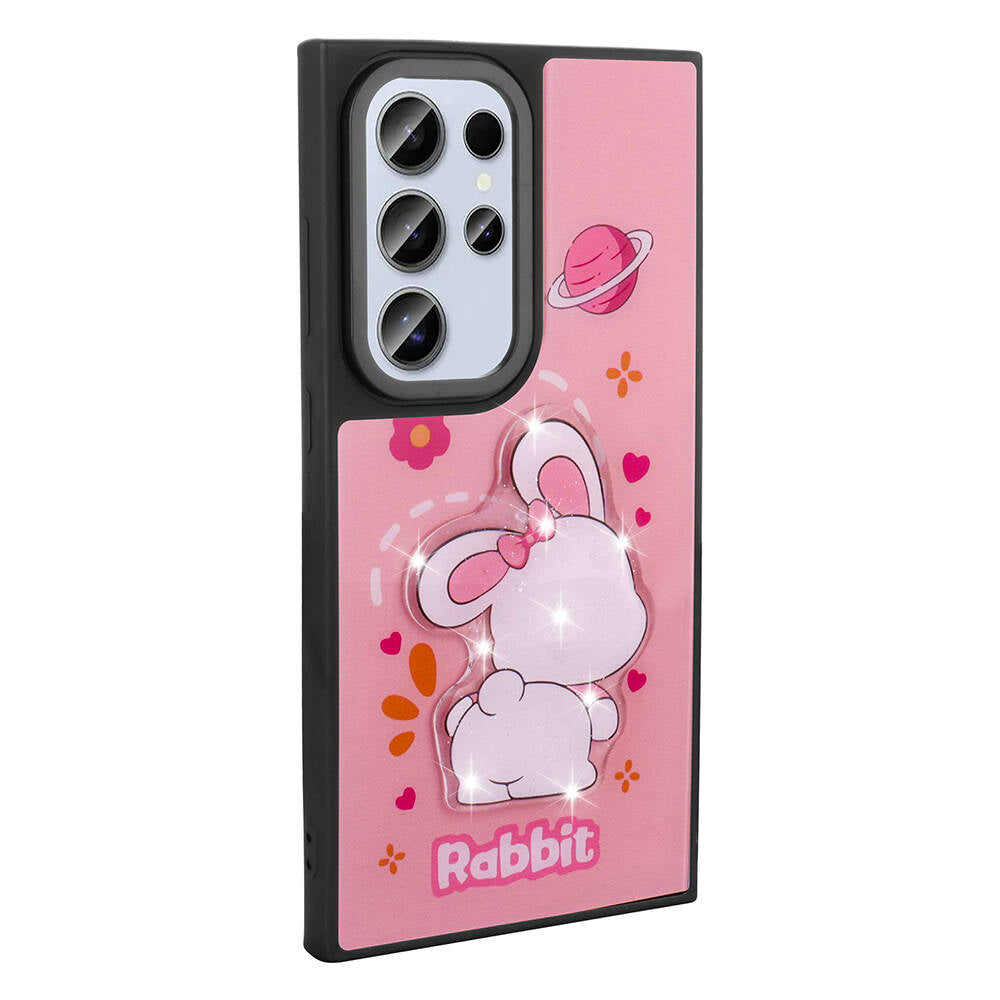 Galaxy S24 Ultra Kılıf Parlayan Kabartmalı İkonik Figürlü Zore Amas Silikon Kapak Beyaz