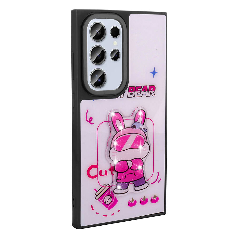 Galaxy S24 Ultra Kılıf Parlayan Kabartmalı İkonik Figürlü Zore Amas Silikon Kapak Beyaz