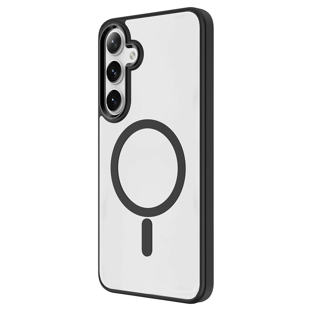 Galaxy S25 Kılıf M-safe Şarj Özellikli Zore Krom M-safe Silikon Kapak Siyah