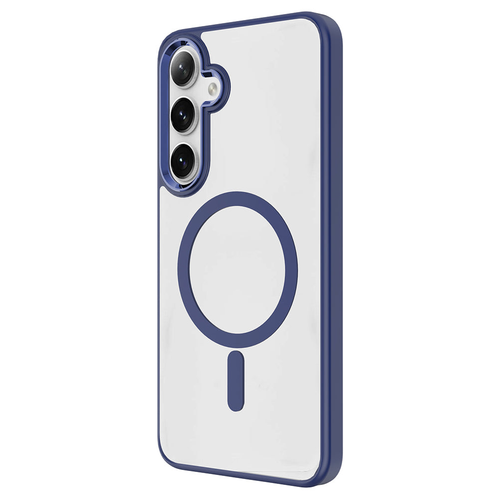 Galaxy S25 Kılıf M-safe Şarj Özellikli Zore Krom M-safe Silikon Kapak Lacivert