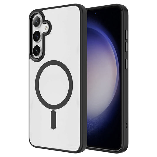 Galaxy S25 Plus Kılıf M-safe Şarj Özellikli Zore Krom M-safe Silikon Kapak Siyah