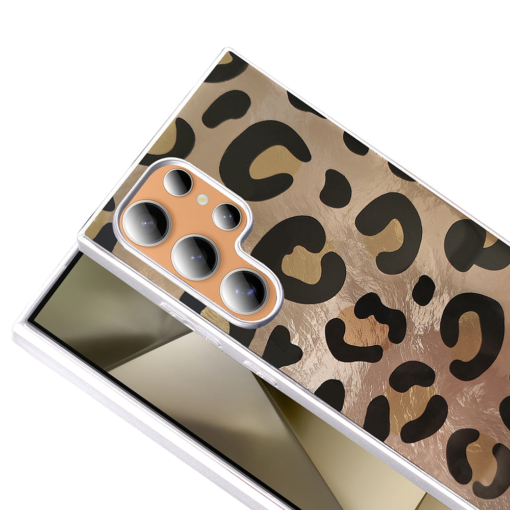 Galaxy S25 Ultra Kılıf Desenli Zore Mep Kapak Gold Leopar