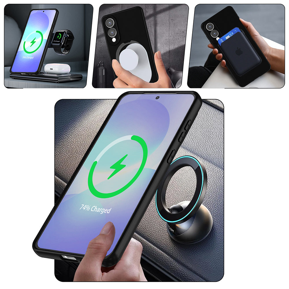 Galaxy S25 Ultra Kılıf M-safe Şarj Özellikli Standlı Zore Samara Kapak Siyah