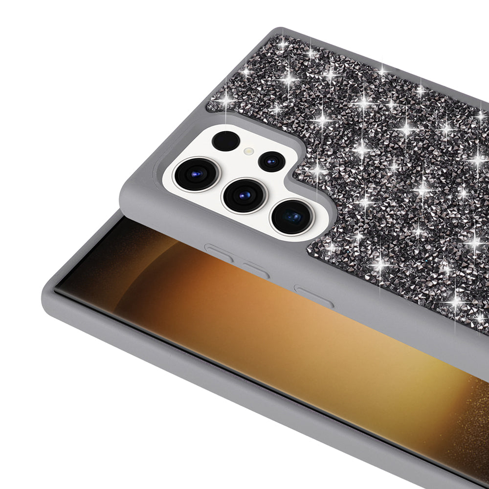 Galaxy S25 Ultra Kılıf Parlak Taşlı Tasarım Zore Pırlanta Kapak Gold