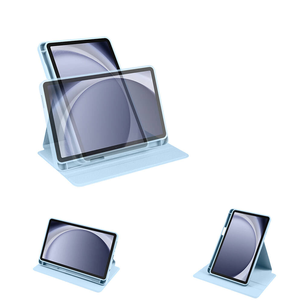 Galaxy Tab A9 Kılıf Zore Termik Kalem Bölmeli Dönebilen Standlı Kılıf Lacivert