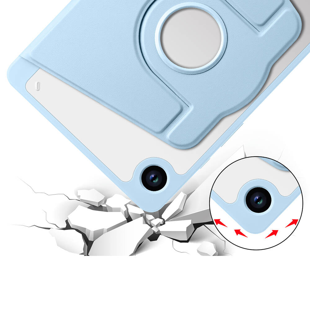 Galaxy Tab A9 Kılıf Zore Termik Kalem Bölmeli Dönebilen Standlı Kılıf Lavendery Gray