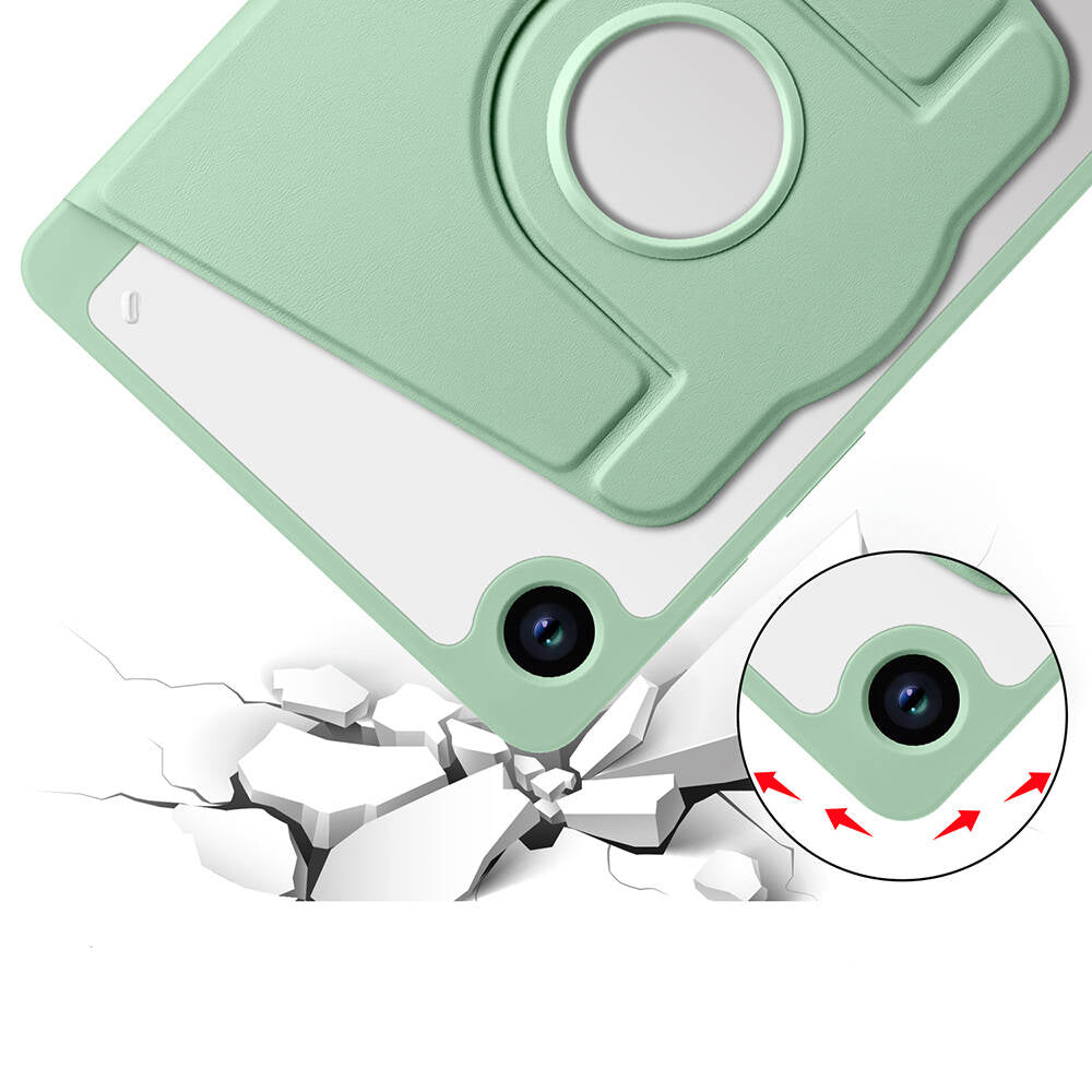 Galaxy Tab A9 Kılıf Zore Termik Kalem Bölmeli Dönebilen Standlı Kılıf Koyu Yeşil