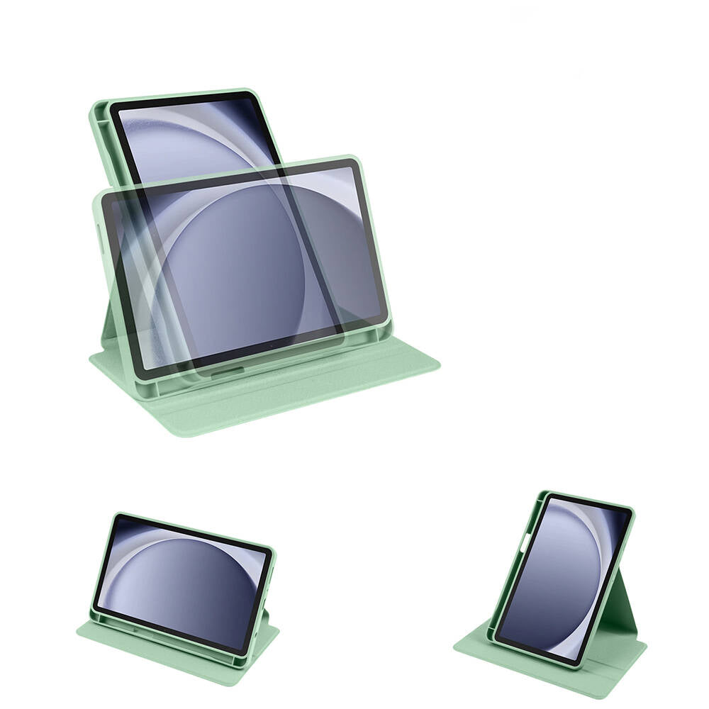 Galaxy Tab A9 Plus Kılıf Zore Termik Kalem Bölmeli Dönebilen Standlı Kılıf Mavi