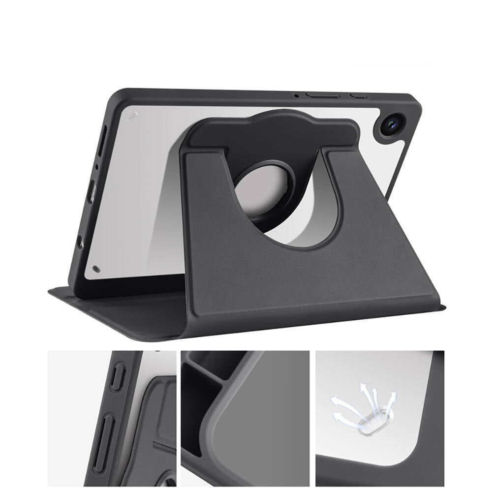 Galaxy Tab A9 Plus Kılıf Zore Termik Kalem Bölmeli Dönebilen Standlı Kılıf Mavi