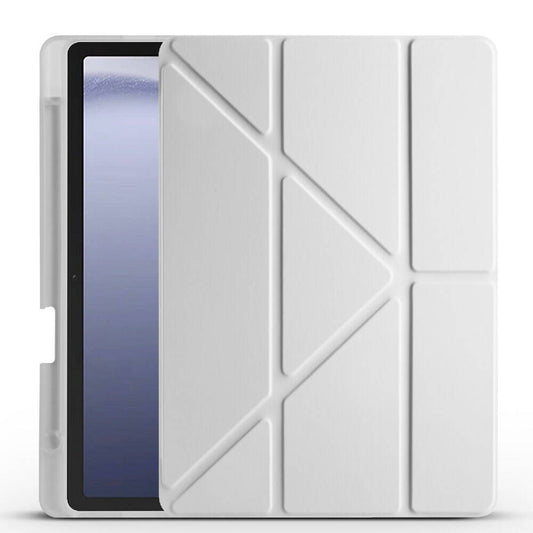 Galaxy Tab A9 Plus Kılıf Zore Tri Folding Kalem Bölmeli Standlı Kılıf Gri