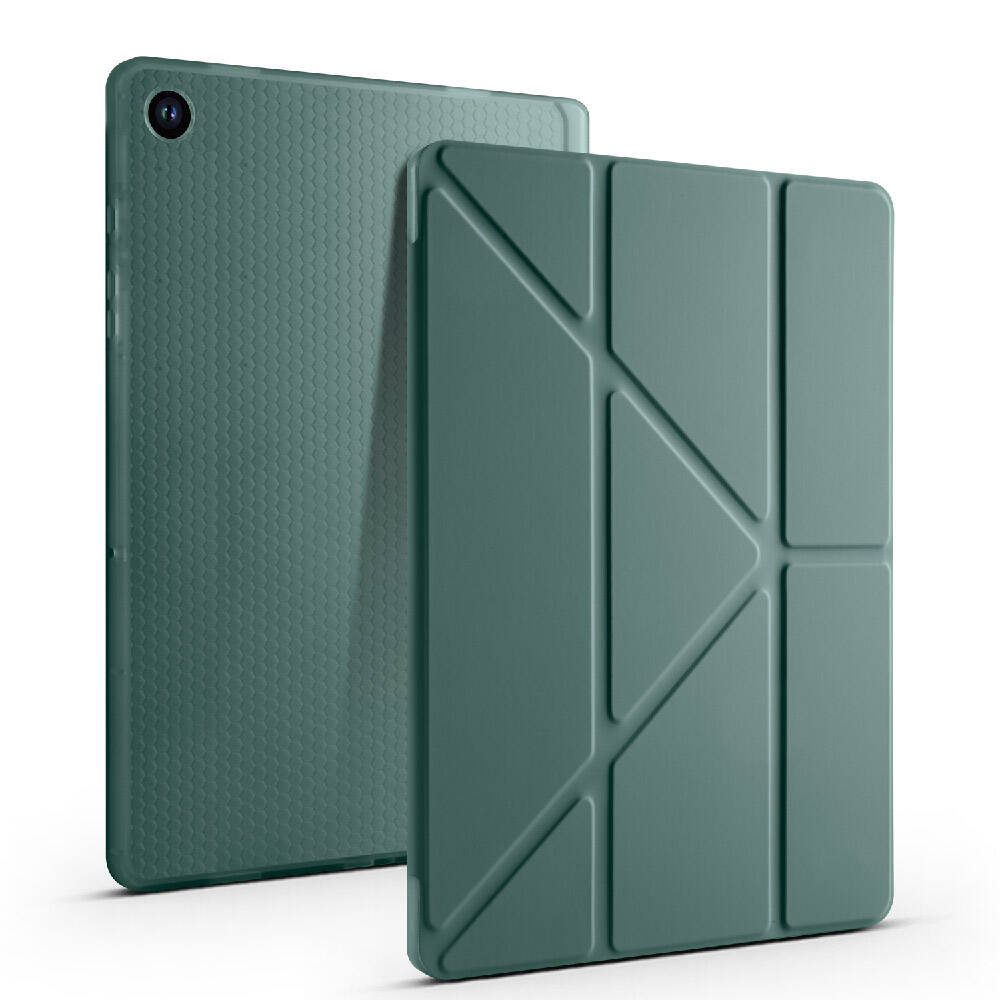 Galaxy Tab A9 Plus Kılıf Zore Tri Folding Kalem Bölmeli Standlı Kılıf Açık Yeşil
