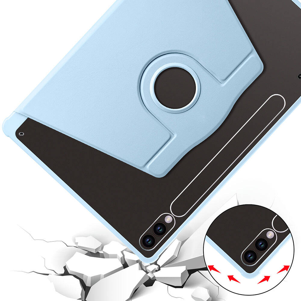 Galaxy Tab S10 Plus Kılıf Zore Termik Kalem Bölmeli Dönebilen Standlı Kılıf Gri