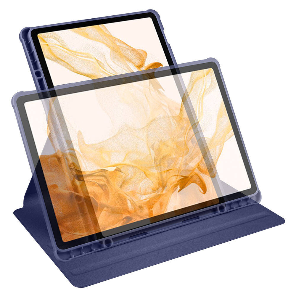 Galaxy Tab S10 Plus Kılıf Zore Termik Kalem Bölmeli Dönebilen Standlı Kılıf Lacivert