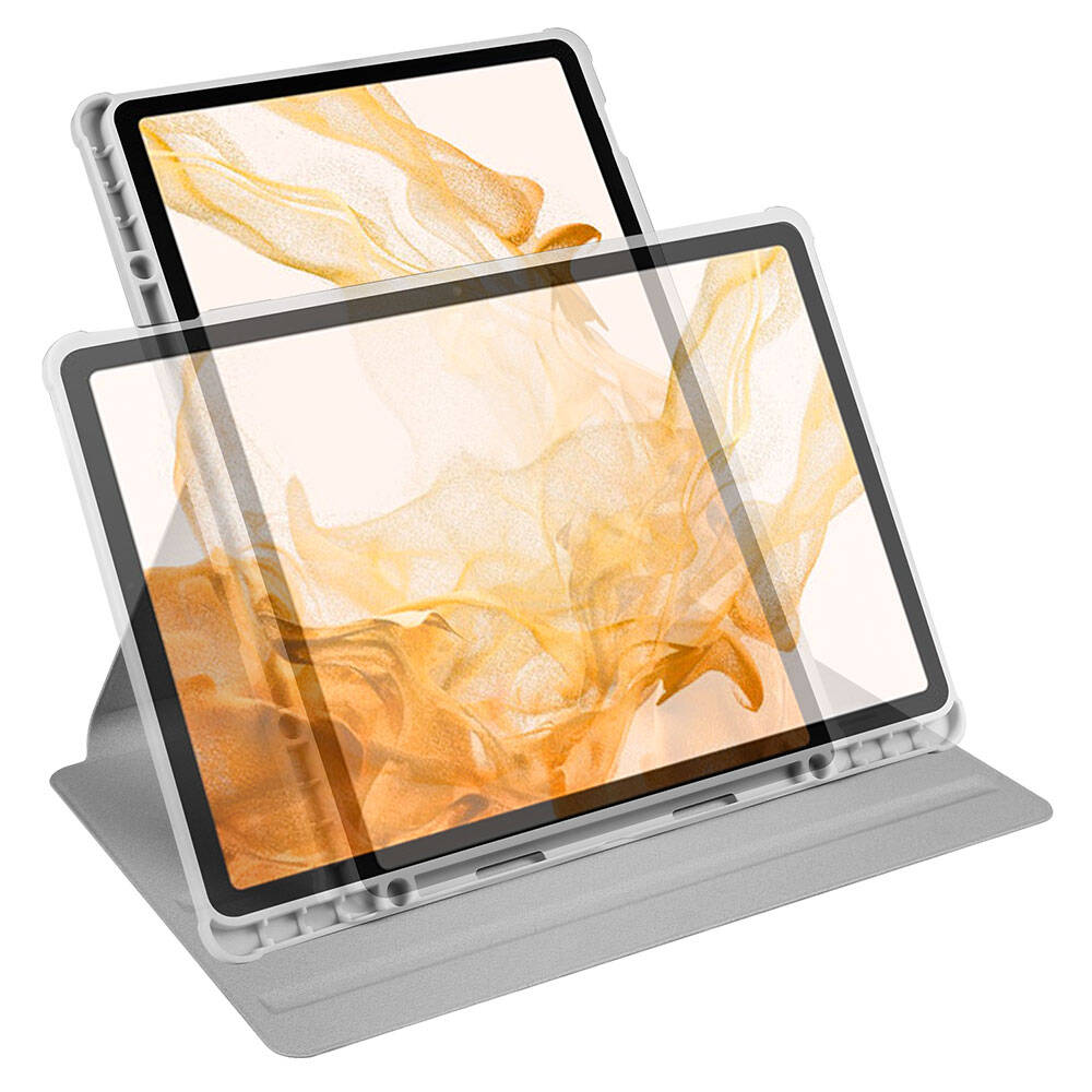 Galaxy Tab S10 Plus Kılıf Zore Termik Kalem Bölmeli Dönebilen Standlı Kılıf Lavendery Gray