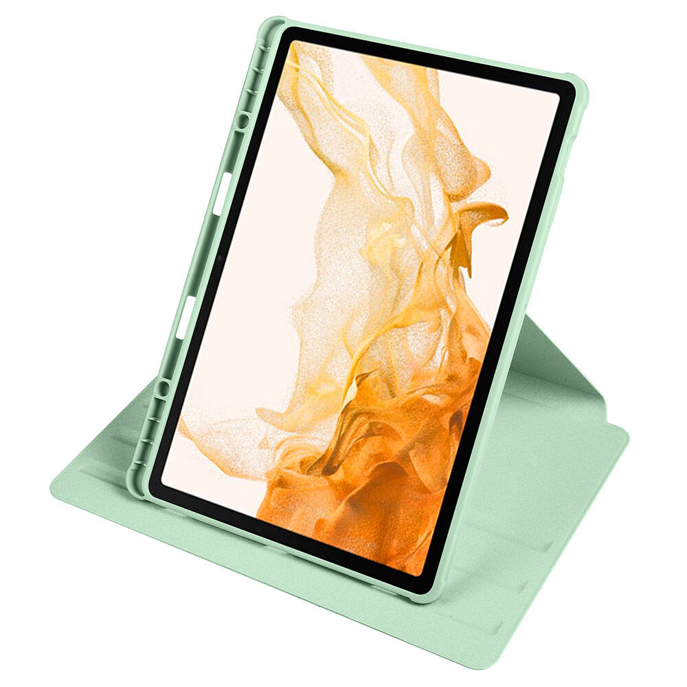Galaxy Tab S10 Plus Kılıf Zore Termik Kalem Bölmeli Dönebilen Standlı Kılıf Açık Yeşil