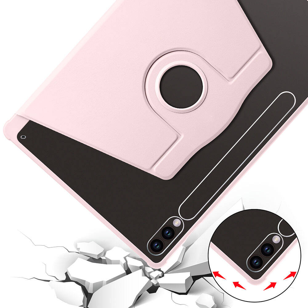 Galaxy Tab S10 Plus Kılıf Zore Termik Kalem Bölmeli Dönebilen Standlı Kılıf Siyah