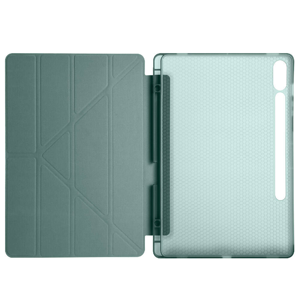 Galaxy Tab S10 Plus Kılıf Zore Tri Folding Kalem Bölmeli Standlı Kılıf Yeşil