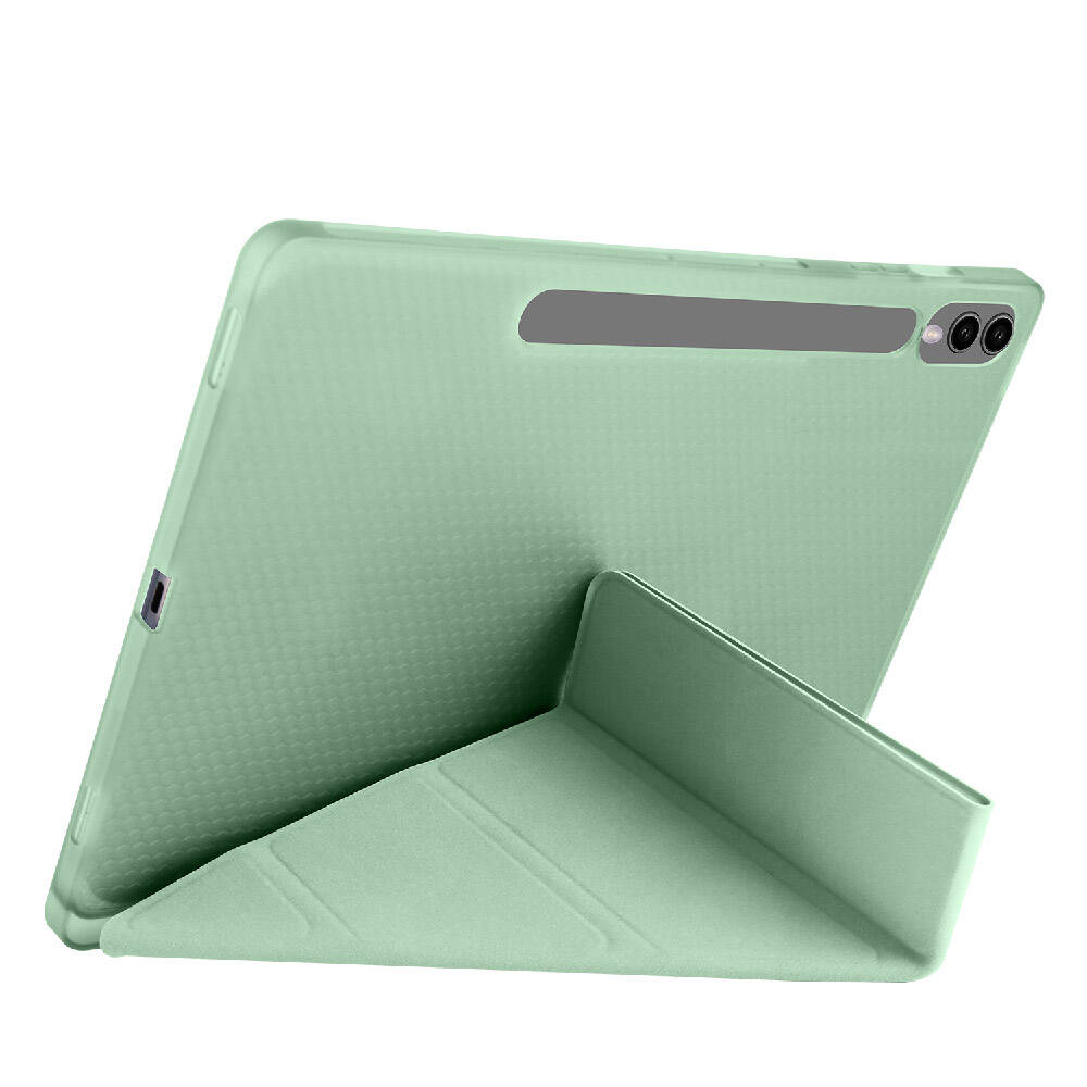 Galaxy Tab S10 Plus Kılıf Zore Tri Folding Kalem Bölmeli Standlı Kılıf Gri