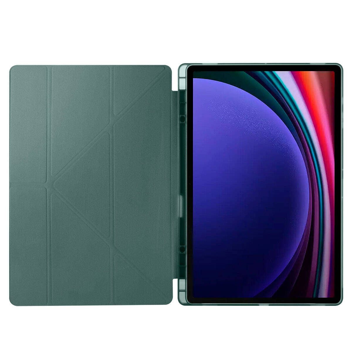 Galaxy Tab S10 Ultra Kılıf Zore Tri Folding Kalem Bölmeli Standlı Kılıf Siyah