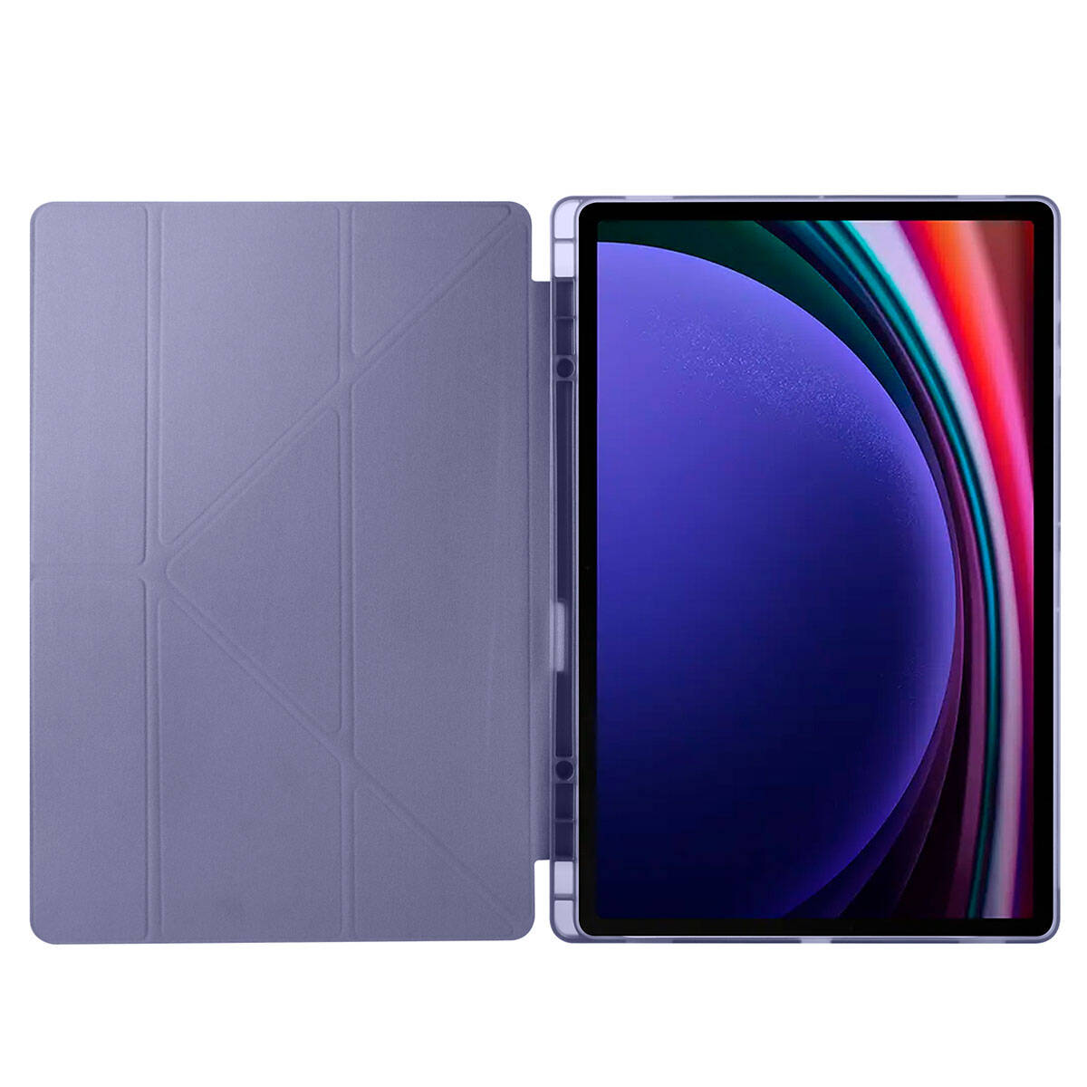 Galaxy Tab S10 Ultra Kılıf Zore Tri Folding Kalem Bölmeli Standlı Kılıf Mavi