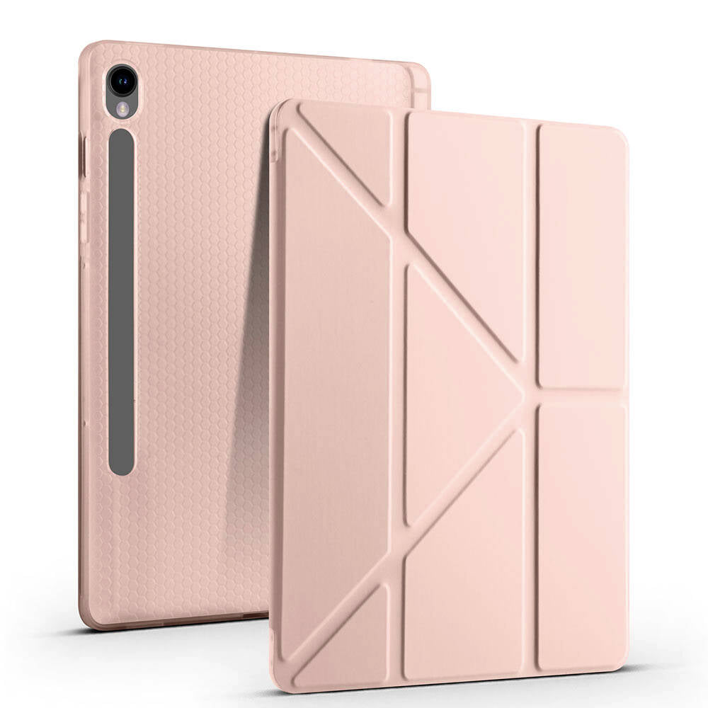 Galaxy Tab S9 FE Kılıf Zore Tri Folding Kalem Bölmeli Standlı Kılıf Siyah